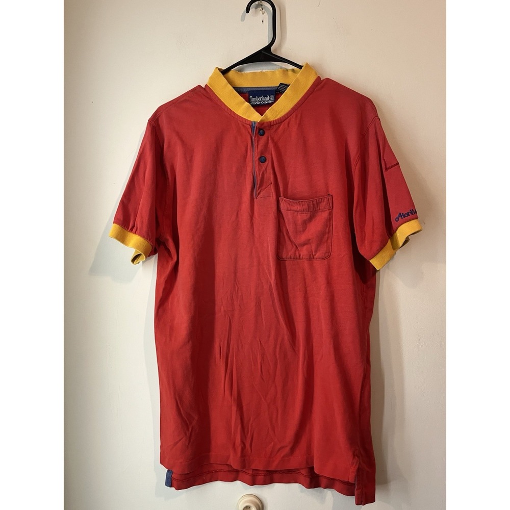 Vintage Timberland Atlantis Collection Polo Shirt Color Black Large Thrashed Rar